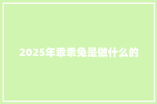 2025年乖乖兔是做什么的