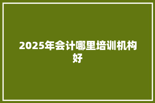 2025年会计哪里培训机构好