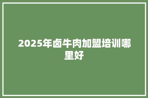 2025年卤牛肉加盟培训哪里好