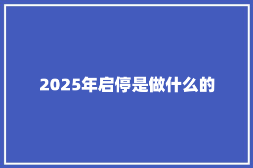 2025年启停是做什么的