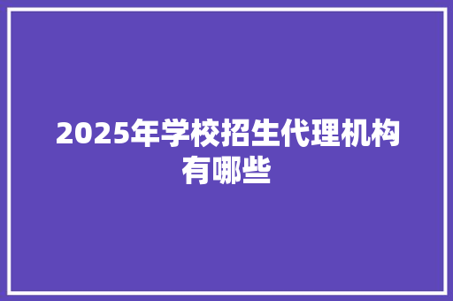 2025年学校招生代理机构有哪些