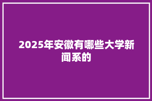 2025年安徽有哪些大学新闻系的 词汇积累