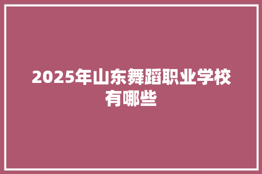 2025年山东舞蹈职业学校有哪些