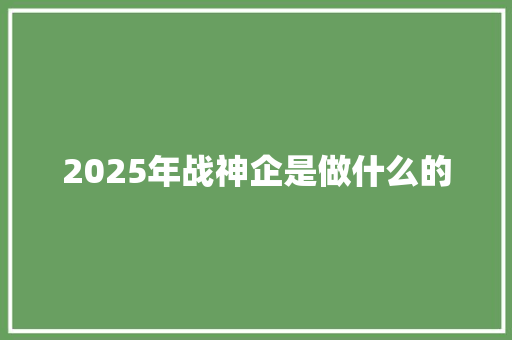 2025年战神企是做什么的