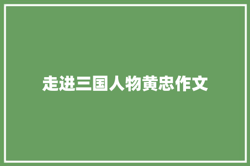走进三国人物黄忠作文
