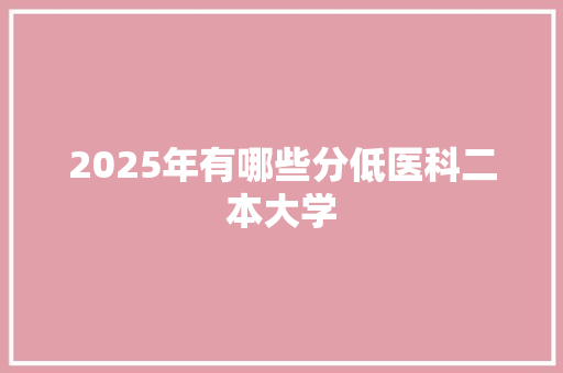 2025年有哪些分低医科二本大学