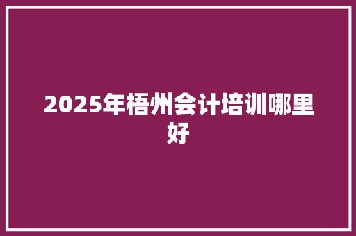 2025年梧州会计培训哪里好