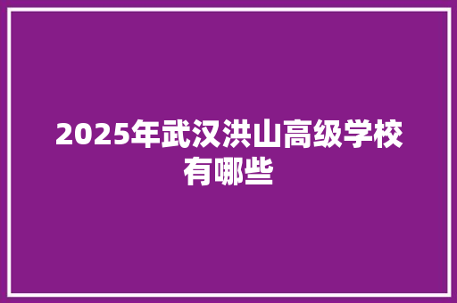 2025年武汉洪山高级学校有哪些