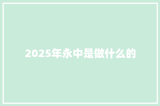 2025年永中是做什么的