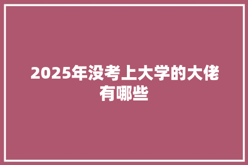 2025年没考上大学的大佬有哪些