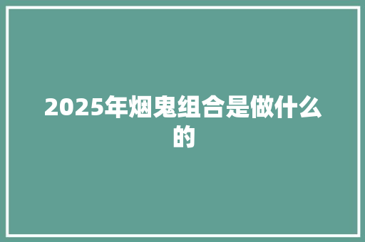 2025年烟鬼组合是做什么的