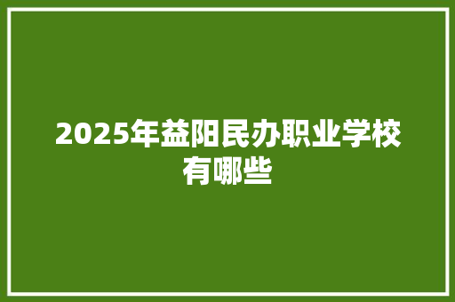 2025年益阳民办职业学校有哪些