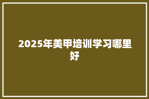 2025年美甲培训学习哪里好