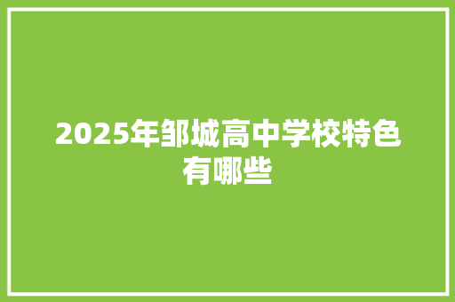 2025年邹城高中学校特色有哪些