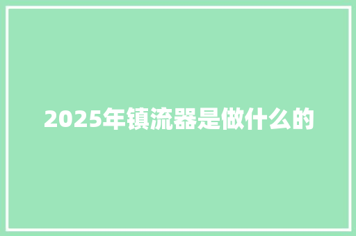2025年镇流器是做什么的