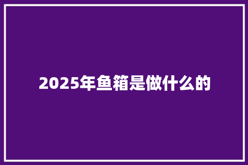 2025年鱼箱是做什么的 写作社区