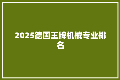 2025德国王牌机械专业排名