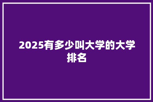 2025有多少叫大学的大学排名