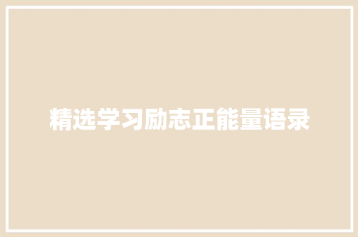 精选学习励志正能量语录