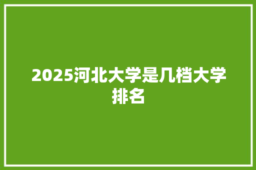 2025河北大学是几档大学排名