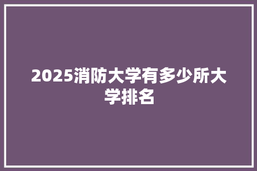 2025消防大学有多少所大学排名
