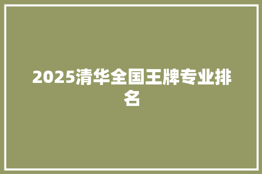 2025清华全国王牌专业排名