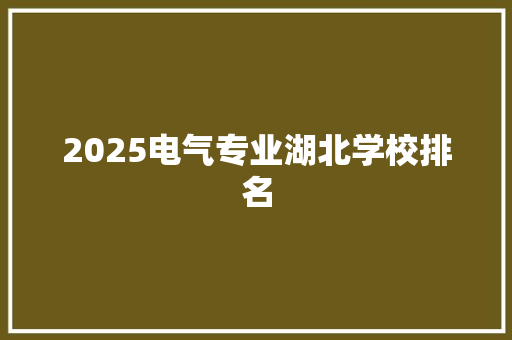 2025电气专业湖北学校排名