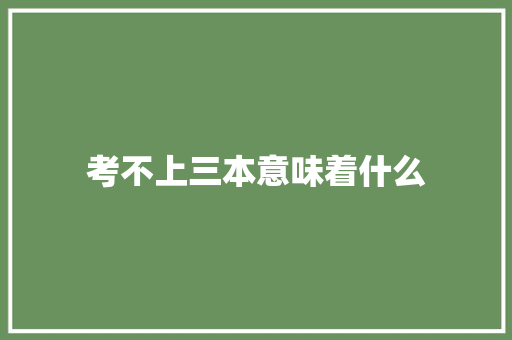 考不上三本意味着什么