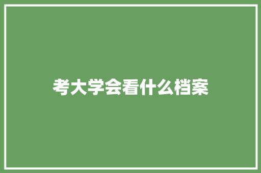 考大学会看什么档案