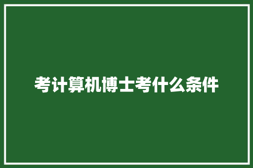 考计算机博士考什么条件