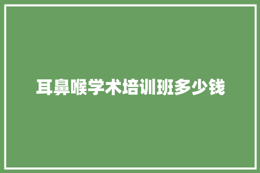 耳鼻喉学术培训班多少钱 写作素材