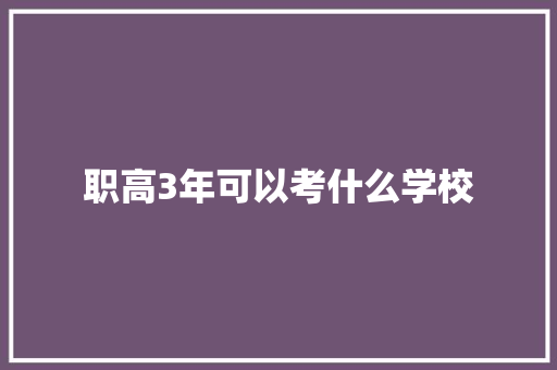 职高3年可以考什么学校