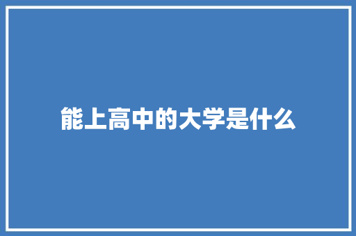 能上高中的大学是什么