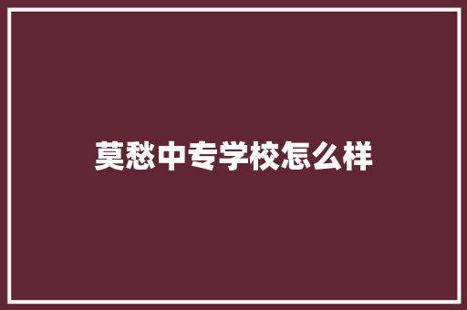 莫愁中专学校怎么样