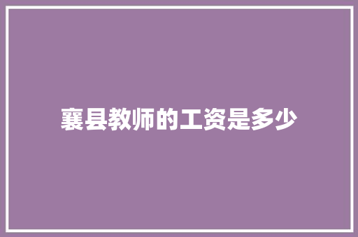 襄县教师的工资是多少