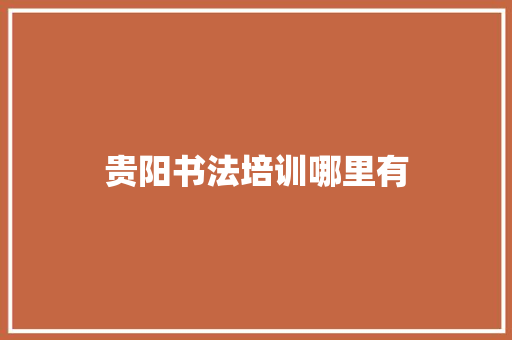 贵阳书法培训哪里有