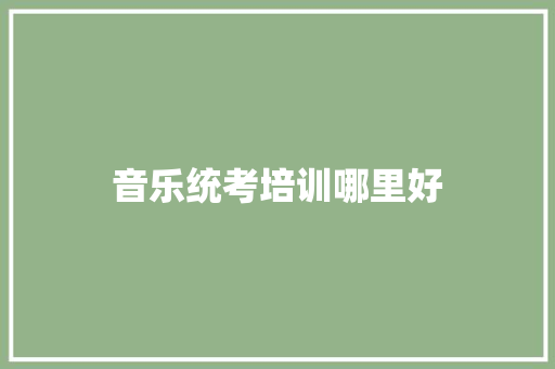 音乐统考培训哪里好