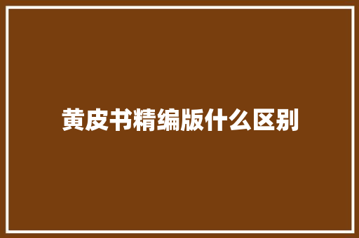 黄皮书精编版什么区别 简历模板