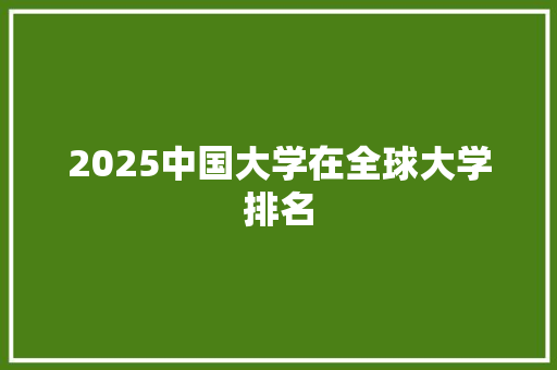 2025中国大学在全球大学排名