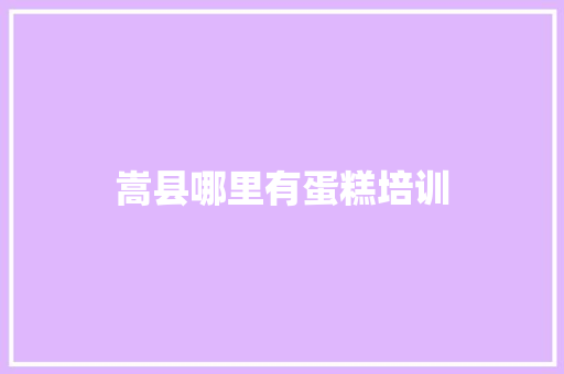 嵩县哪里有蛋糕培训