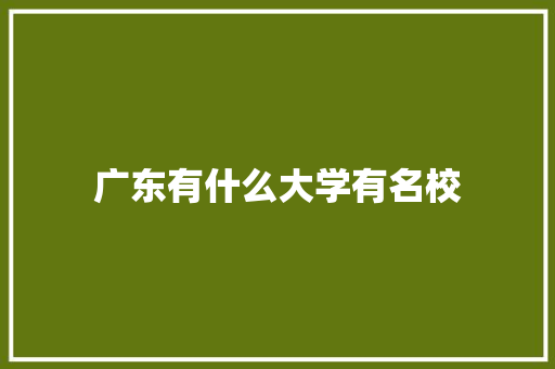 广东有什么大学有名校