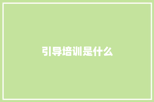 引导培训是什么