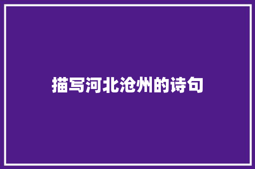 描写河北沧州的诗句
