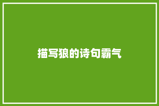 描写狼的诗句霸气