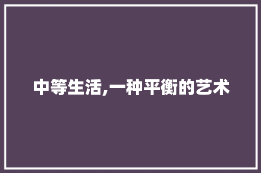 中等生活,一种平衡的艺术