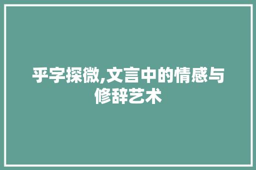 乎字探微,文言中的情感与修辞艺术