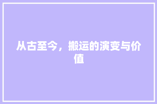 从古至今，搬运的演变与价值