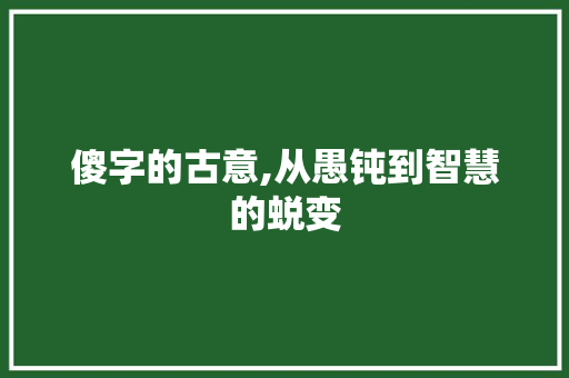 傻字的古意,从愚钝到智慧的蜕变