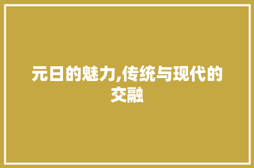 元日的魅力,传统与现代的交融