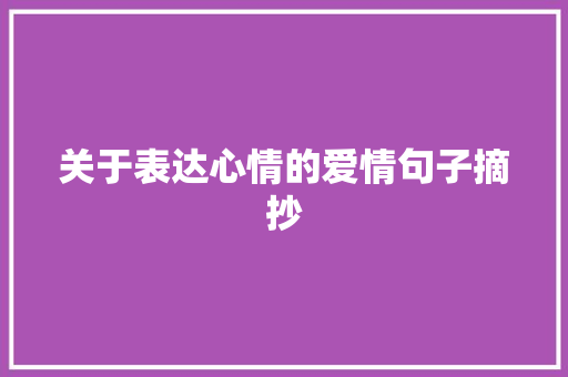关于表达心情的爱情句子摘抄